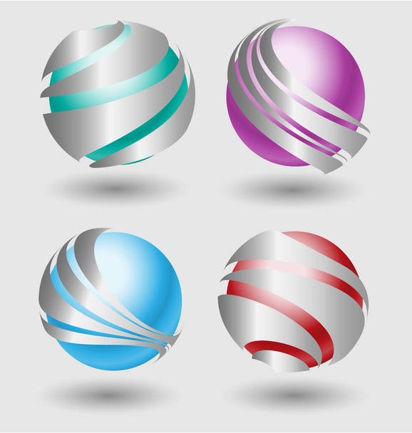 Elehant  metallic balls with silver embellishment - Вектор,изображение