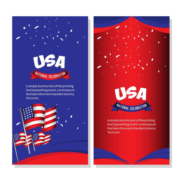 Национальная иллюстрация векторного дизайна плаката празднования США
 - Вектор,изображение
