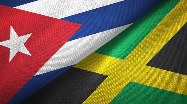 Cuba and Jamaica two flags textile cloth, fabric texture - Photo, Image