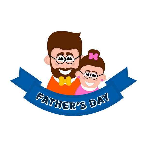 Isolated happy man with his daughter. Father day - Vector, Image