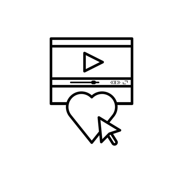 πρότυπο αναπαραγωγής πολυμέσων βίντεο με καρδιά αγάπη - Διάνυσμα, εικόνα