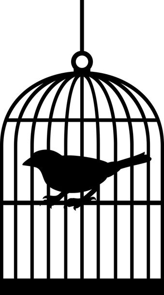Silhouette bird cages - Вектор,изображение