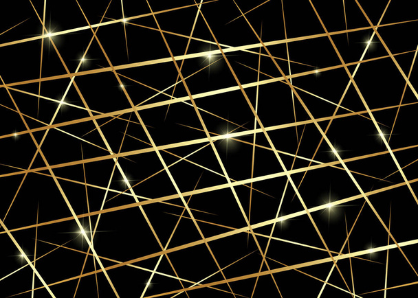 Golden Chaotic Lines, Random Chaotic Lines, Scattered Lines, Gold Luxury Lines Asymmetrical Texture Vector Plantilla abstracta Arte elemento de rayas simples Ilustración sobre fondo negro
 - Vector, Imagen