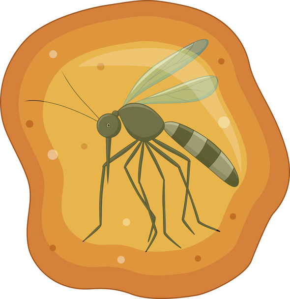 Απεικόνιση διανυσματικών κουνουπιών σε απολίθωμα κίτρινου πορτοκαλί - Διάνυσμα, εικόνα