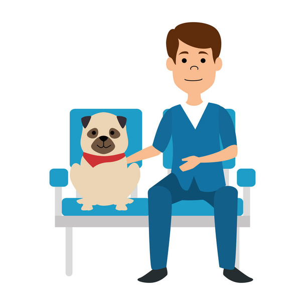 vétérinaire médecin dans la chaise avec chien avatar caractère
 - Vecteur, image