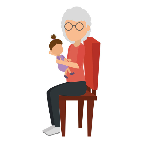милая бабушка с внучкой в кресле
 - Вектор,изображение