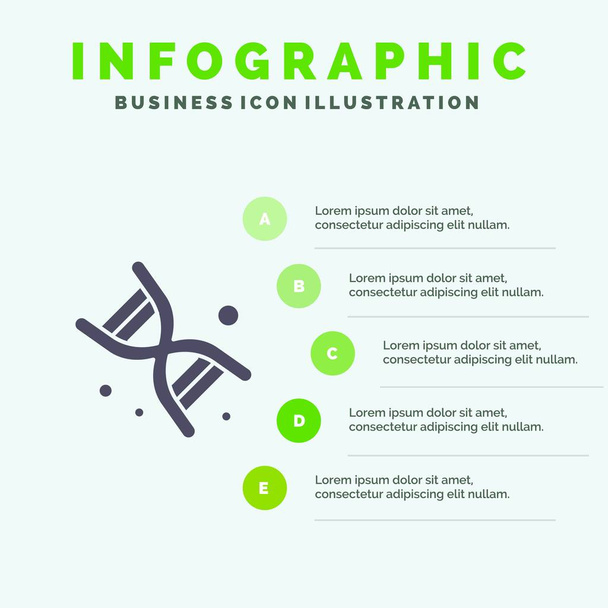 Bio, Dna, Genetics, Technology Solid Icon Infographics 5 Steps P - Vector, Image