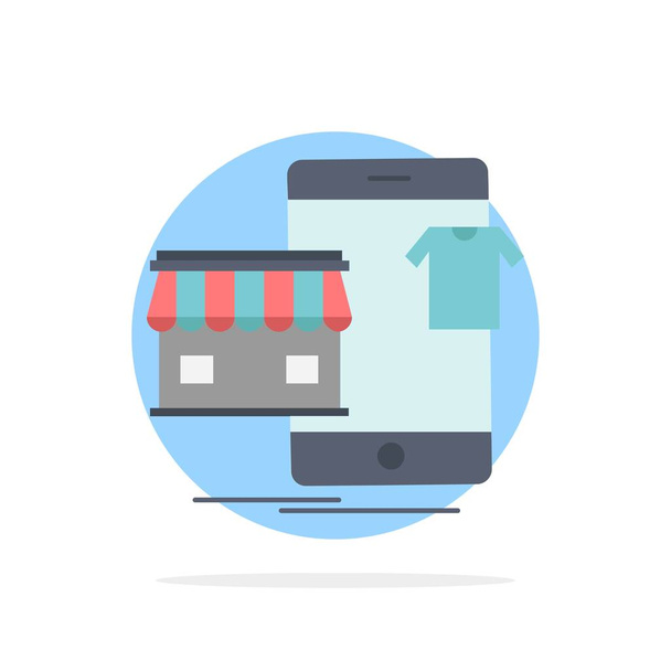 магазины, одежда, купить, в Интернете, магазин плоский цвет иконка вектор
 - Вектор,изображение
