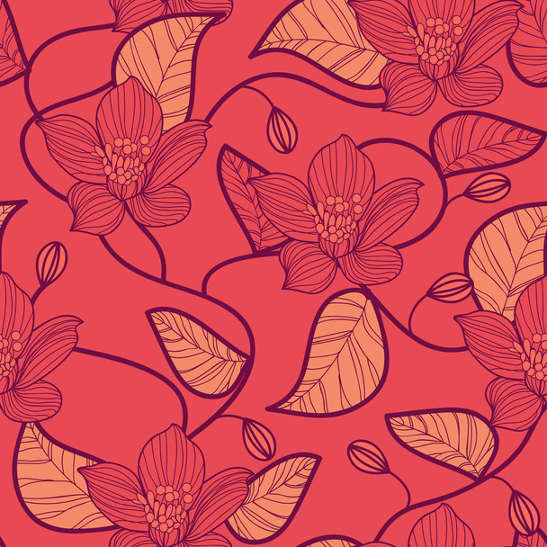 Seamless floral texture - Vector, afbeelding