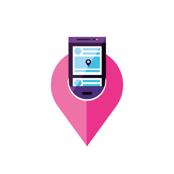 smartphone with location pin gps app - Vektor, Bild