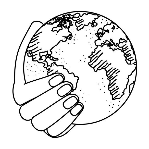 mano con el planeta tierra mundial
 - Vector, Imagen