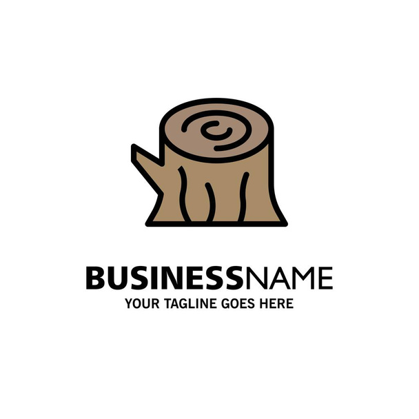 Log, hout, houten, lente Business logo sjabloon. Platte kleur - Vector, afbeelding