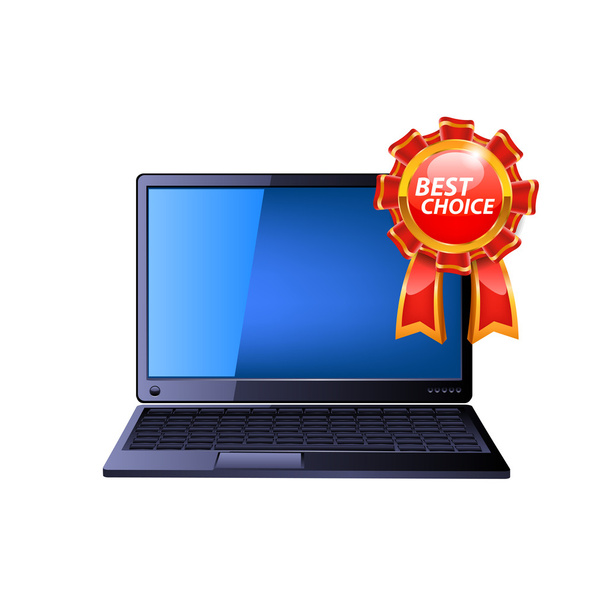 Laptop with medal award. - Vetor, Imagem
