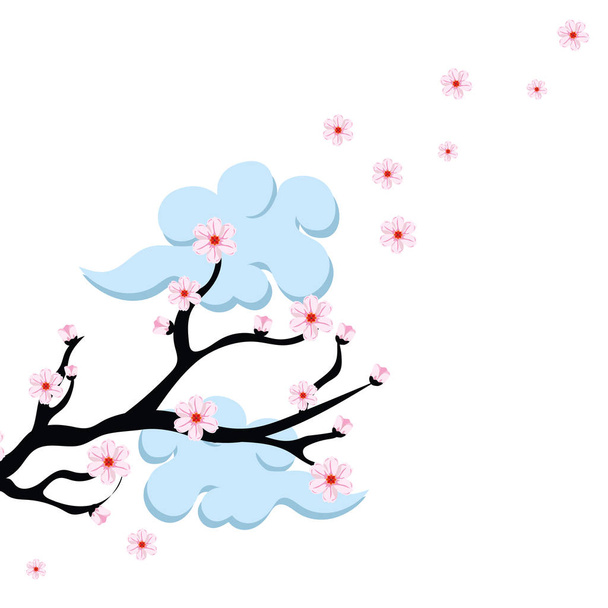 Branche de fleurs de cerisier - Vecteur, image