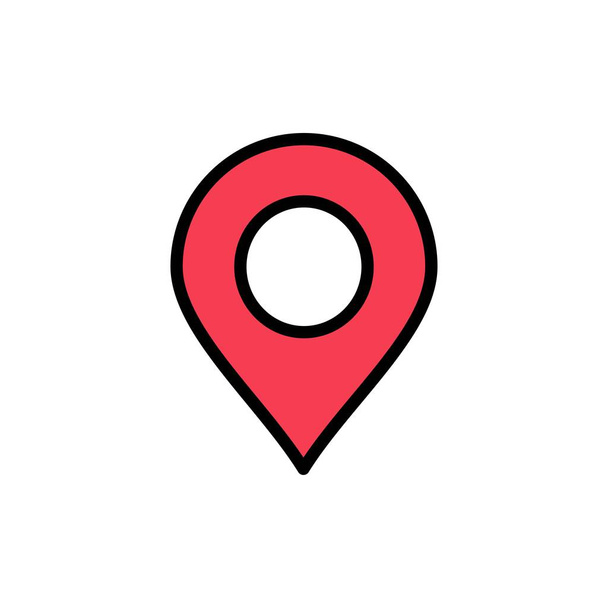 Map, Location, Pin, World  Flat Color Icon. Vector icon banner T - Wektor, obraz