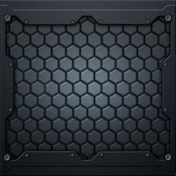 hexagon carbon fiber in dark gray metal frame.  - Photo, Image
