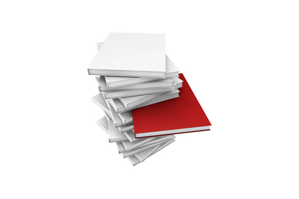 Red Book Standing Out Between White Blank - Фото, изображение
