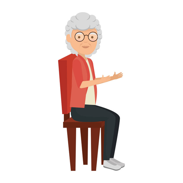 Niedliche Großmutter in der Stuhlfigur - Vektor, Bild