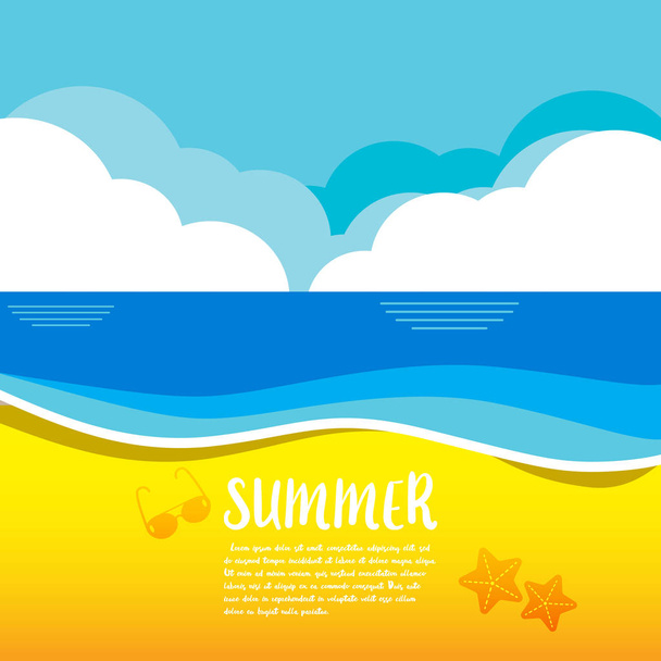 Summer vector illustration concept of happiness and holiday back - Vector, imagen