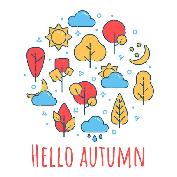 Hello autumn landscape print - Vetor, Imagem