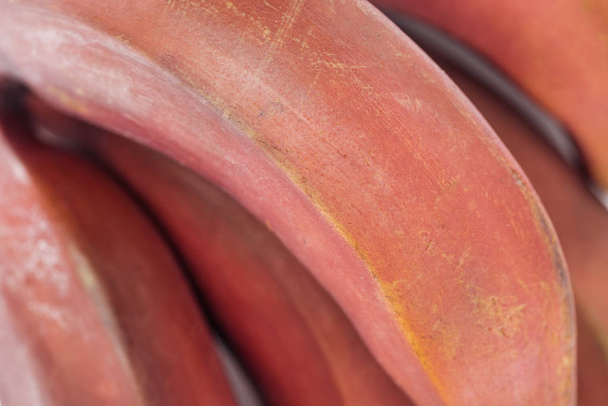 close up view of ripe exotic delicious red bananas - Фото, изображение