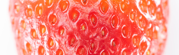panoramic shot of fresh whole ripe red strawberry  - Zdjęcie, obraz