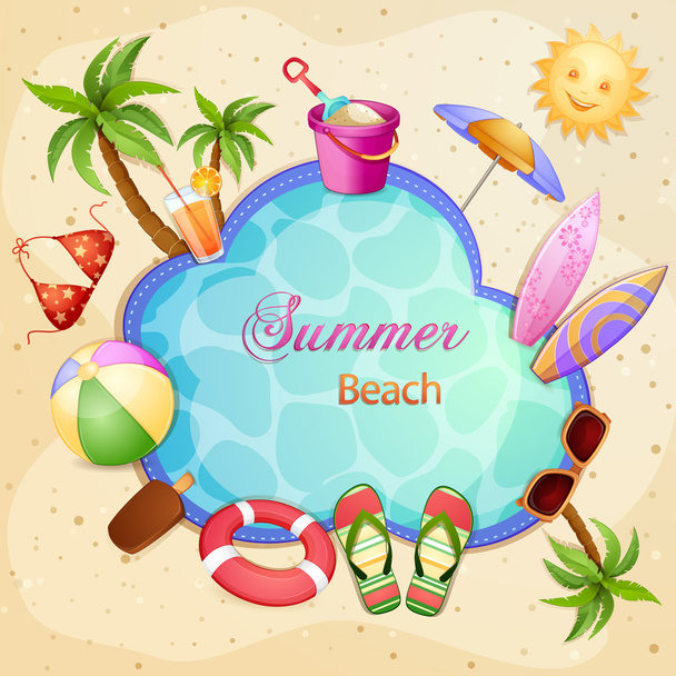 Summer beach illustration - Vektori, kuva