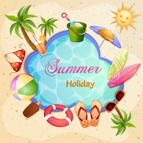 Summer beach illustration - Vettoriali, immagini