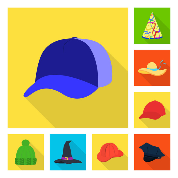 Vector illustration of fashion and profession icon. Collection of fashion and cap vector icon for stock. - Vector, Imagen