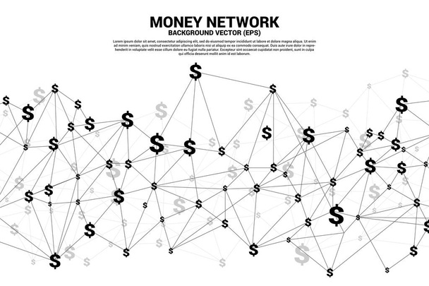 Vector de dinero icono del dólar de la línea de conexión de punto polígono. Concepto de conexión a la red financiera
. - Vector, imagen
