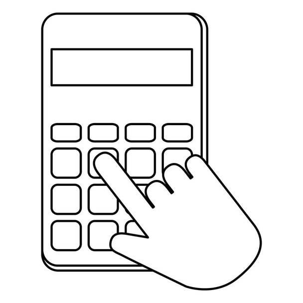 manos con calculadora matemáticas icono aislado
 - Vector, Imagen