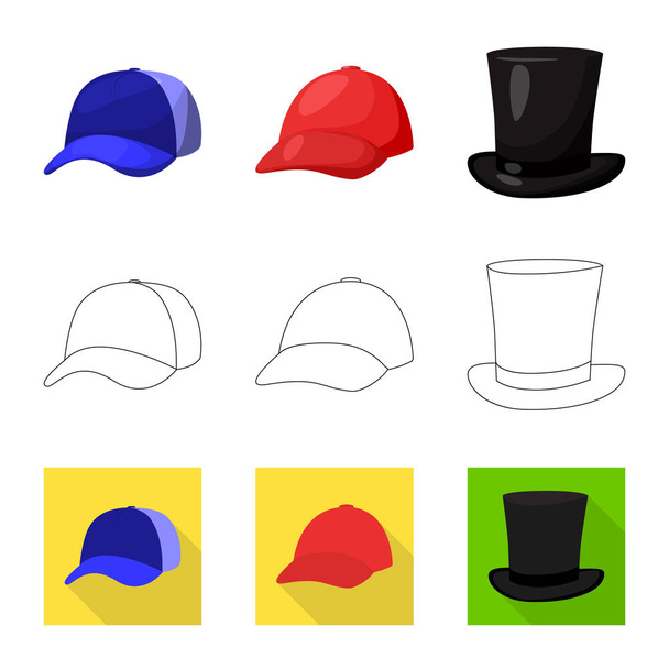 Vector design of clothing and cap logo. Collection of clothing and beret stock symbol for web. - Vetor, Imagem