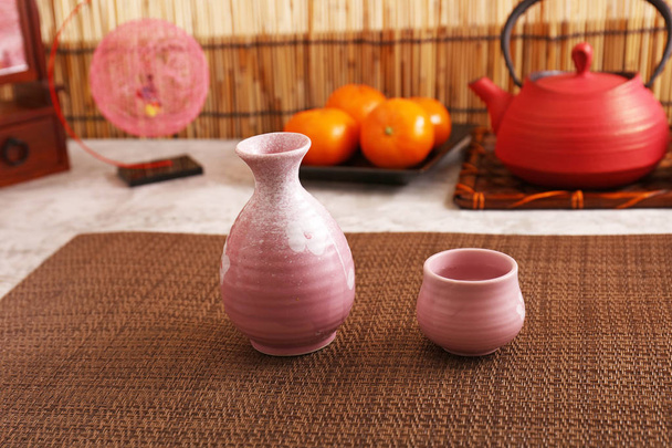 Japanese traditional sake on the dining table - Photo, image