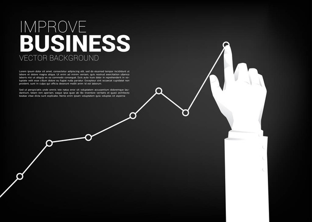 lähikuva Liikemies käsi työntää varastossa kaavio korkeammalle. Menestyksen ja kasvun konsepti
 - Vektori, kuva