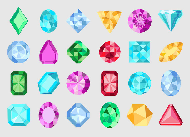 Gems. Juwelen of kostbare diamanten Gem set. Diamanten set. - Vector, afbeelding