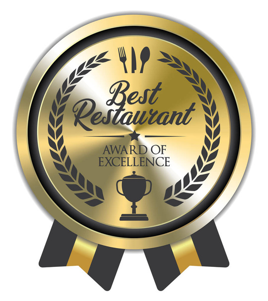 Best Restaurant Badge. Vector Golden Icon. - Vetor, Imagem