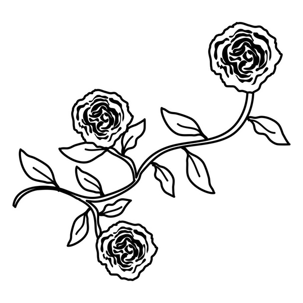 rose and leafs decorative icon - Вектор,изображение