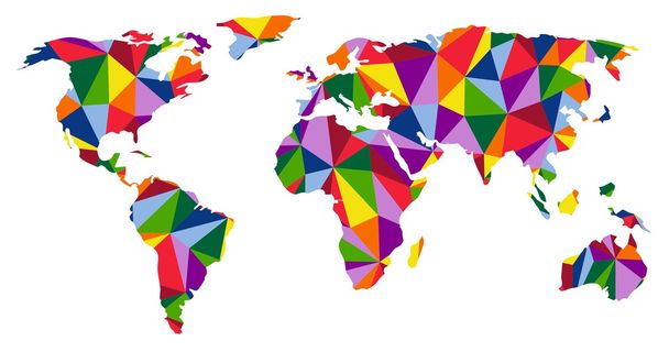 Värikäs kartta maailman abstrakti
 - Vektori, kuva
