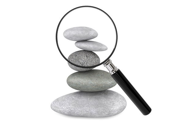 Zen garden stones and magnifying glass - Photo, Image