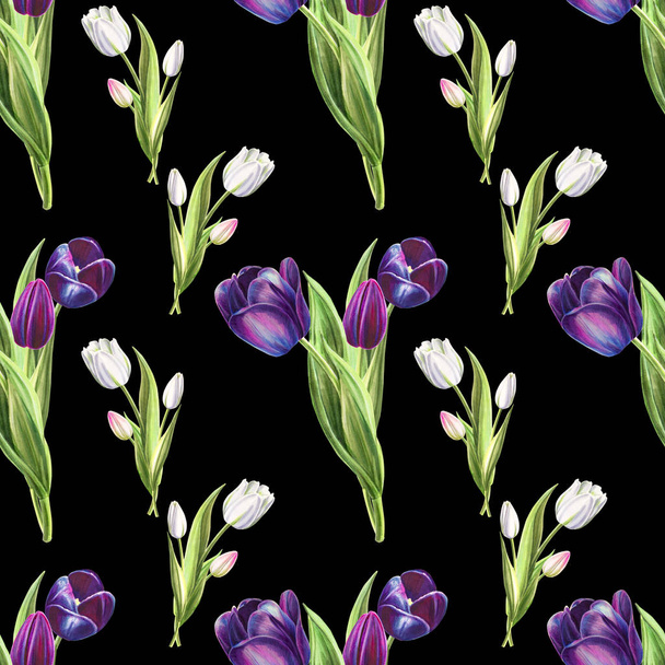 tulipanes fondo ilustración, patrón sin costuras
 - Foto, imagen