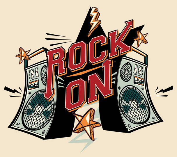 Návrh Rock on-Music s reproduktory - Vektor, obrázek