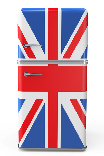 Retro-Kühlschrank mit der britischen Flagge an der Tür - Foto, Bild