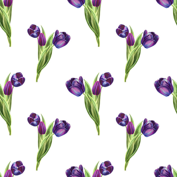 tulips background illustration, seamless pattern - Φωτογραφία, εικόνα