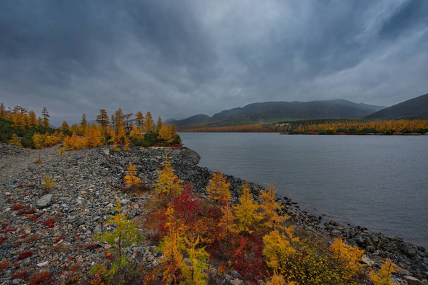 Rusia. Magadan. La increíble belleza del otoño del Lejano Oriente. El lago Maxi
 - Foto, Imagen