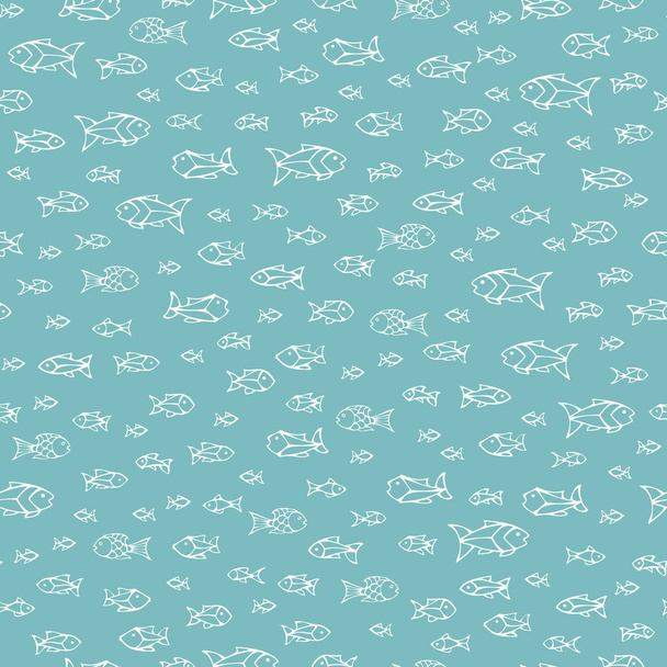 Vector seamless pattern of linear fish. - Vector, afbeelding