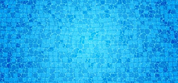 Каустика дна бассейна пульсирует и течёт на фоне волн. Бесшовная синяя рябь. Векторная иллюстрация
 - Вектор,изображение