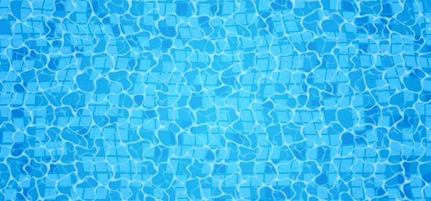 Каустика дна бассейна пульсирует и течёт на фоне волн. Бесшовная синяя рябь. Векторная иллюстрация
 - Вектор,изображение