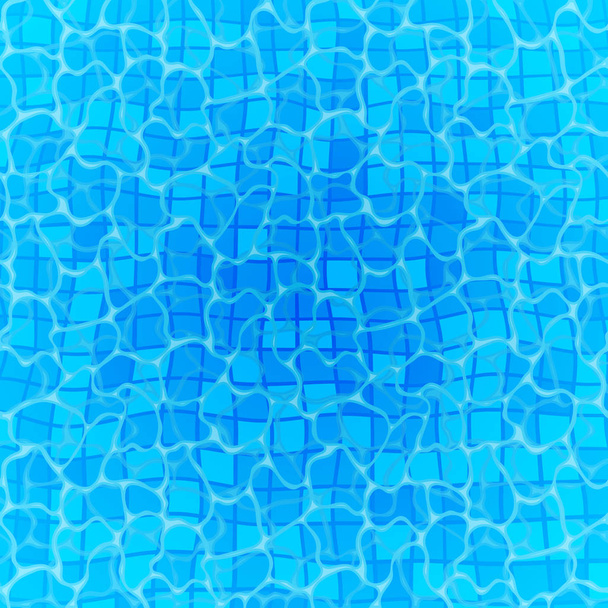 スイミングプールの底の苛性は波の背景と波の波と流れ。シームレスな青い波紋パターン。ベクトルイラスト - ベクター画像