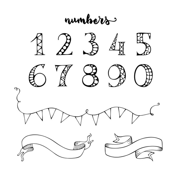 Numbers and ribbons. - ベクター画像