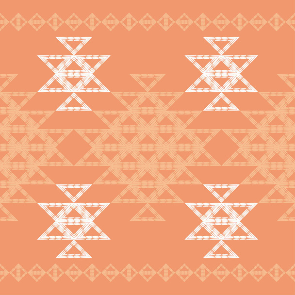 Ethnic boho seamless pattern. Embroidery on fabric. Patchwork texture. Weaving. Traditional ornament. Tribal pattern. Folk motif. Can be used for wallpaper, textile, invitation card, wrapping, web. - Διάνυσμα, εικόνα